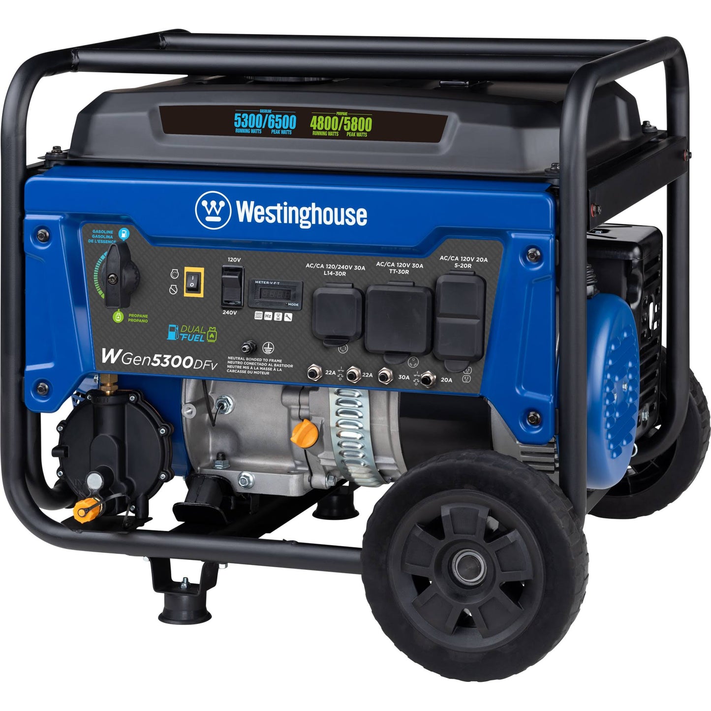 Westinghouse WGen5300DFv Dual Fuel Portable Generator with Volt Switch Selector