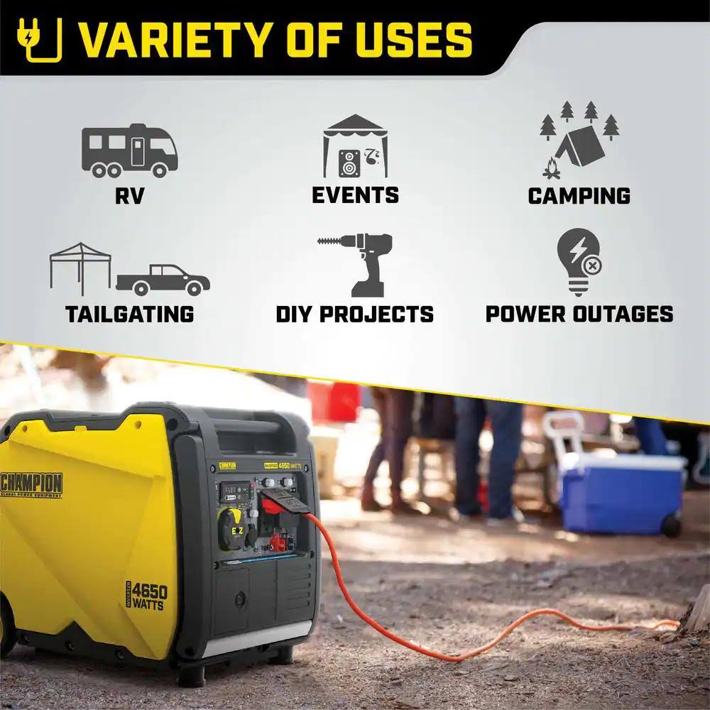 Champion Power Equipment 4650-Watt Recoil Start Gasoline Powered RV Ready Inverter Generator with Co Shield and Quiet Technology 201154