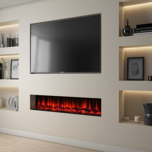 Contemporary 2kW Black Cast Iron Effect Electric Fire