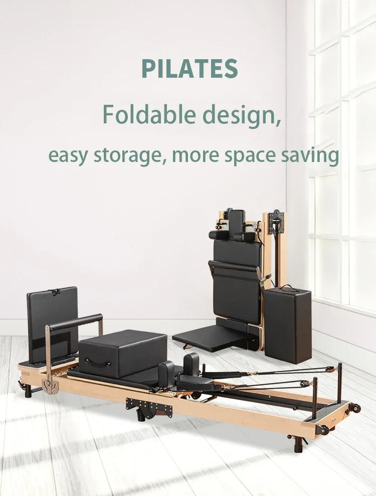 Reformer Pilates Foldable Oak Edition – Home Studio Machine