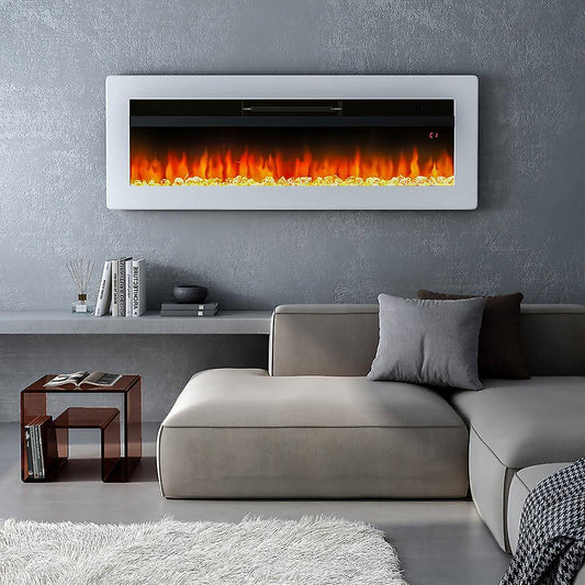 Warmiehomy Freestanding Wall Mounted Electric Fireplace LED, White, 40 Inch