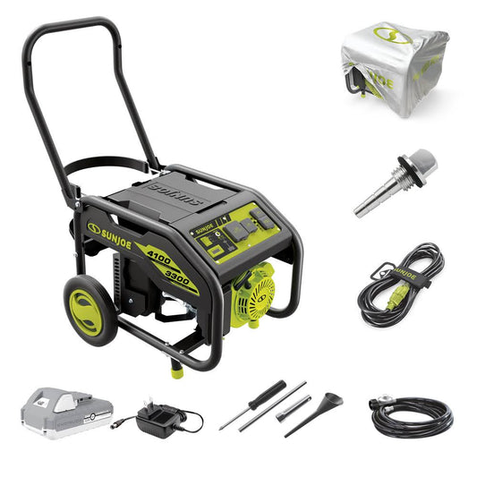 Sun Joe SJG4100LP-TV1 Portable Propane Generator, Push-Button Electric + Recoil Start, Power Cooling System, 4100 Starting Watt, 3300 Running Watt,