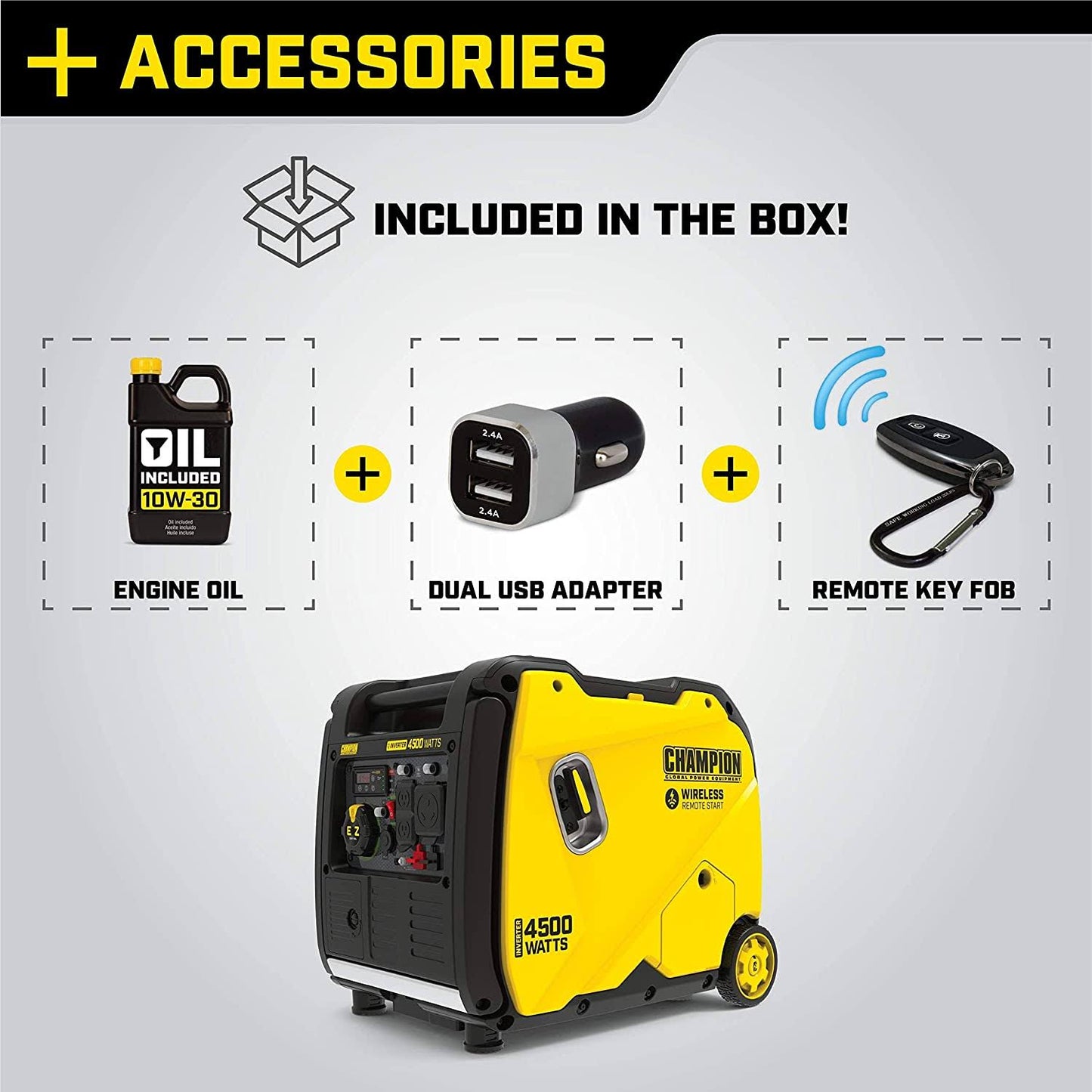 Champion Power Equipment 4650-Watt Recoil Start Gasoline Powered RV Ready Inverter Generator with Co Shield and Quiet Technology 201154