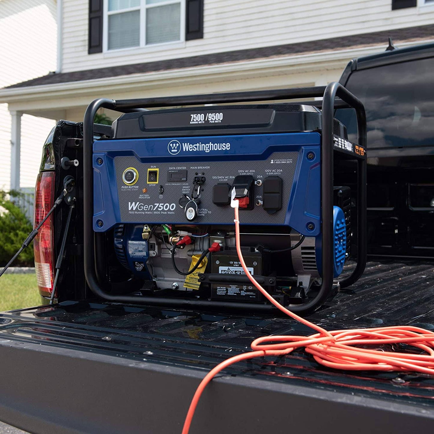 Westinghouse WGEN7500C 9,500/7,500-Watt GAS Powered Portable Generator with Remote Start, TRANSFER Switch Outlet and Co Sensor