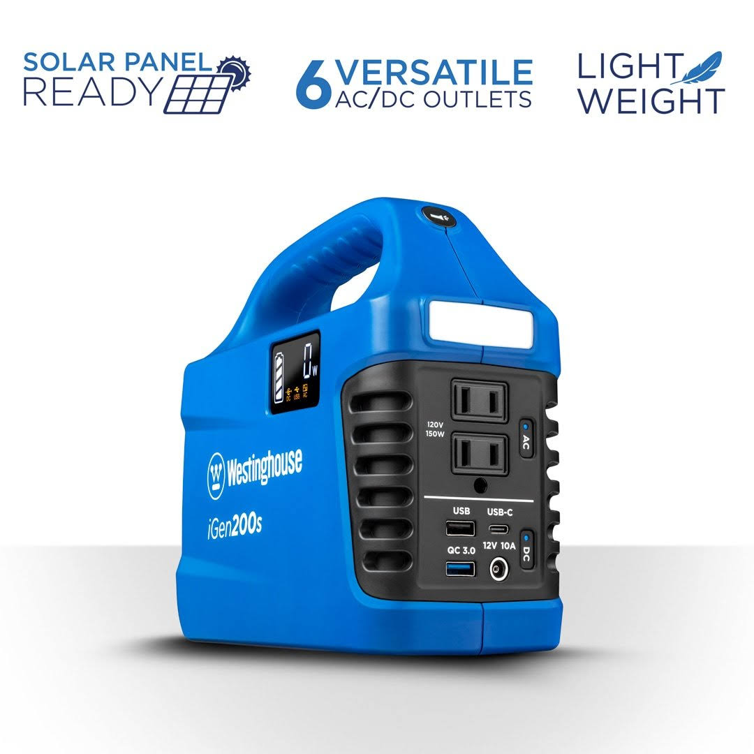 Westinghouse iGen200s 194Wh Portable Power Station and Outdoor Solar Generator