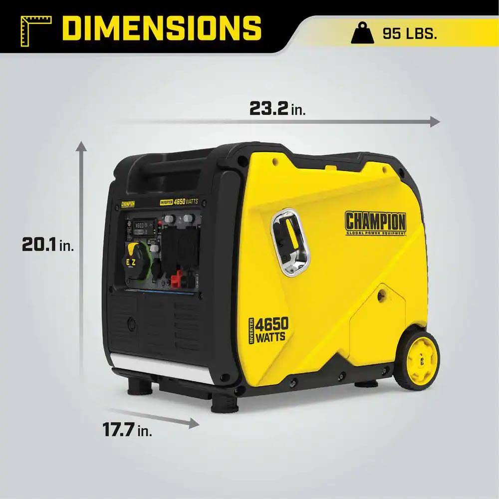 Champion Power Equipment 4650-Watt Recoil Start Gasoline Powered RV Ready Inverter Generator with Co Shield and Quiet Technology 201154