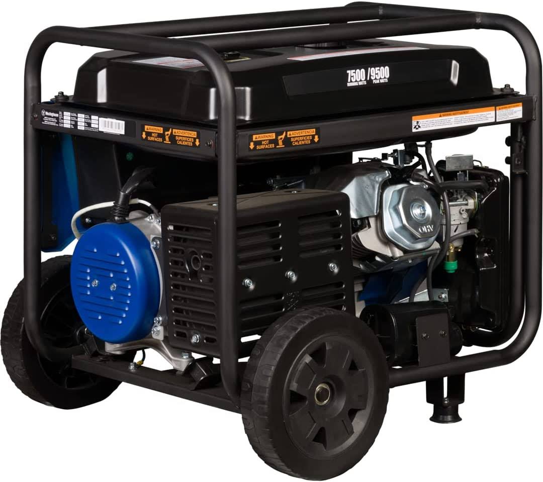 Westinghouse WGEN7500C 9,500/7,500-Watt GAS Powered Portable Generator with Remote Start, TRANSFER Switch Outlet and Co Sensor