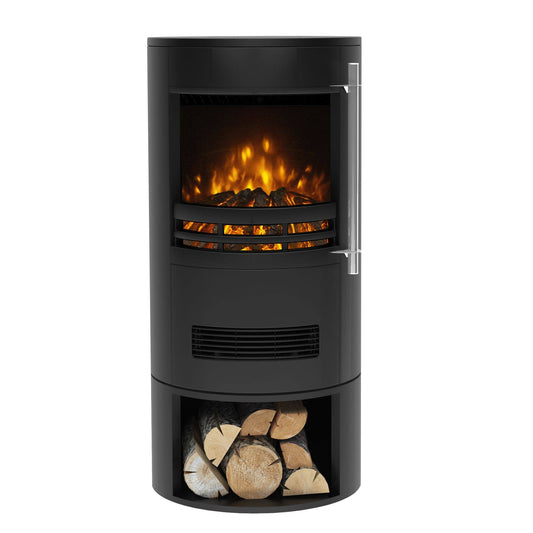 Be Modern Electric Stove Orba Tall Modern Design 2kW Black Matt LED Flame Effect